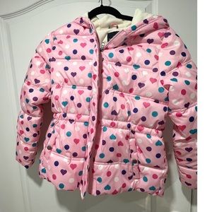 EUC Girls Padded Puffer Jacket Coat size 10-12 years large hearts